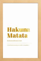 JUNIQE - Poster met houten lijst Hakuna Matata gouden -13x18 /Goud &
