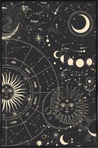 JUNIQE - Poster in kunststof lijst Astrology Wheel -30x45 /Zwart