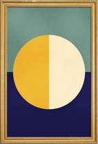 JUNIQE - Poster met houten lijst Light and Dark -13x18 /Blauw & Geel