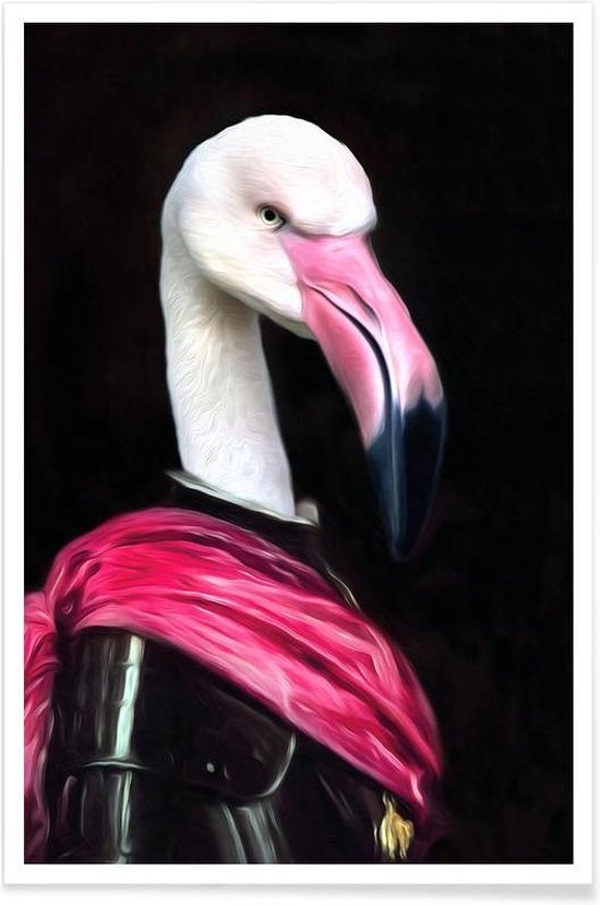 JUNIQE - Poster Mingo de Roze Ridder - Aristocratische Flamingo -40x60