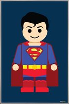 JUNIQE - Poster met kunststof lijst Superman Toy -13x18 /Blauw & Rood