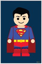 JUNIQE - Poster met kunststof lijst Superman Toy -13x18 /Blauw & Rood