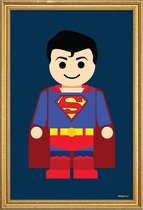 JUNIQE - Poster met houten lijst Superman Toy -40x60 /Blauw & Rood