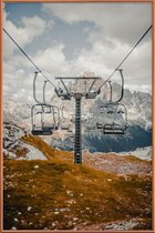 JUNIQE - Poster met kunststof lijst Skilift foto -60x90 /Bruin &