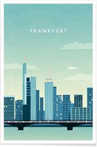 JUNIQE - Poster Frankfurt - retro -60x90 /Blauw