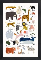 JUNIQE - Poster in houten lijst Tiere von A bis Z -30x45 /Kleurrijk