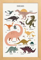 JUNIQE - Poster in houten lijst Dinosaurusvrienden -30x45 /Kleurrijk