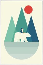 JUNIQE - Poster in kunststof lijst Bear You -30x45 /Blauw & Groen