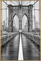 JUNIQE - Poster met kunststof lijst Brooklyn Bridge -20x30 /Wit &