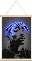 JUNIQE - Posterhanger Tupac -30x45 /Blauw & Grijs