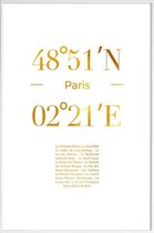 JUNIQE - Poster met kunststof lijst Paris gouden -40x60 /Goud & Wit