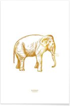 JUNIQE - Poster Elephant gouden -13x18 /Goud & Wit