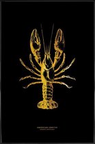 JUNIQE - Poster met kunststof lijst American Lobster gouden -13x18