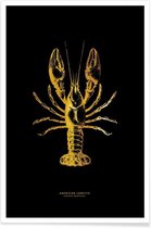 JUNIQE - Poster American Lobster gouden -30x45 /Goud & Zwart