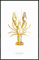JUNIQE - Poster met kunststof lijst American Lobster gouden -13x18