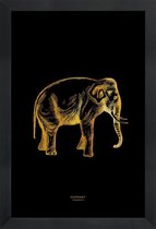 JUNIQE - Poster met houten lijst Elephant gouden -40x60 /Goud & Zwart