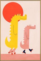 JUNIQE - Poster met kunststof lijst Roller Crocs -20x30 /Geel & Rood