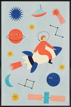 JUNIQE - Poster met kunststof lijst Friends in Space -13x18 /Kleurrijk