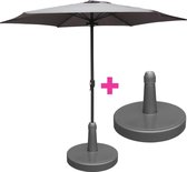 Parasol Ø 300 cm + Parasolvoet 70KG Rond Plastic Vulbaar