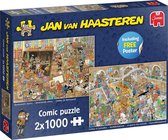 Jumbo Puzzel Jan Van Haasteren Dagje Museum 2x1000 Stukjes + Poster