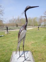Grijze reiger in metaal, 95 cm, gemaakt van recyclage materiaal, Zimbabwe bird
