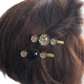 Hairclip cabochon zwart met print