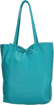 Charm - Soepele Italiaanse leren Shopper Dames leer - Petrolblauw