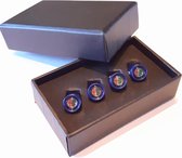 Alfa Romeo ventieldopjes blauw rond in cadeauverpakking!