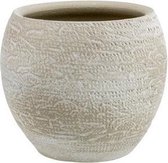 Bloempot voor Binnen en Buiten - Plantenbak - Plantenpot - Rough wash beige - 14x14xh13cm - Rond conisch aardewerk