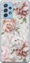 Samsung Galaxy A52 siliconen hoesje - Klassieke bloemen - Soft Case Telefoonhoesje - Beige - Bloemen