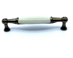 AVENUE decoration meubelgreep - model "Sorbonne" - 96 mm - porselein / oud messing
