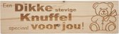 MemoryGift: Massief houten Tekst Bord: Een Dikke stevige Knuffel speciaal voor jou! (Teddybeer)