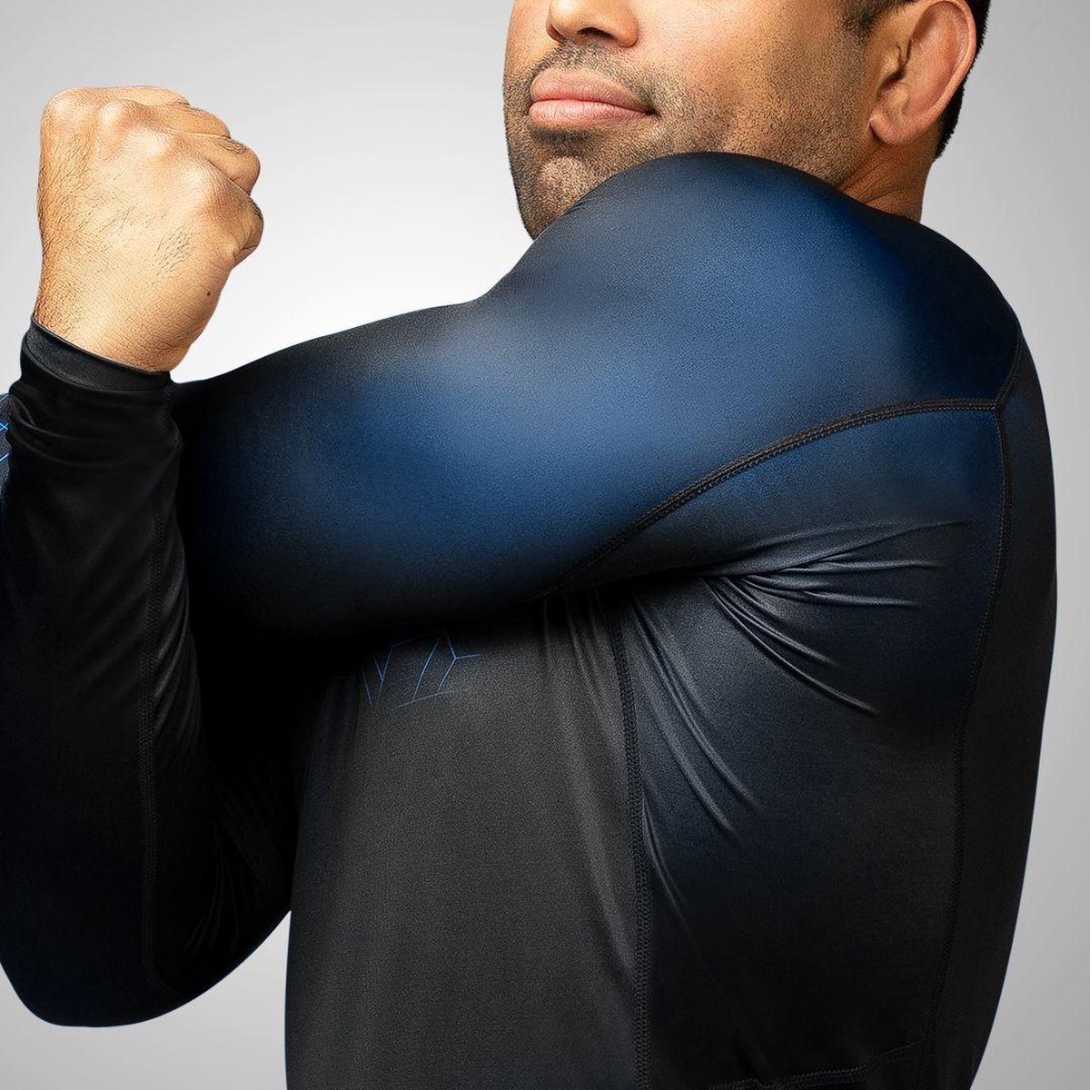 Hayabusa Geo Long Sleeve Rashguard - Zwart, Blauw — afbeelding 2