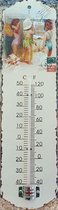 Thermometer - Kinderen - Strandleven  Vintage - Metaal met Ophangoog - 27 x 7 x 0.2 cm