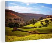 Canvas Schilderij Uitgestrekte valleien in het Nationaal park Yorkshire Dales in Engeland - 120x80 cm - Wanddecoratie