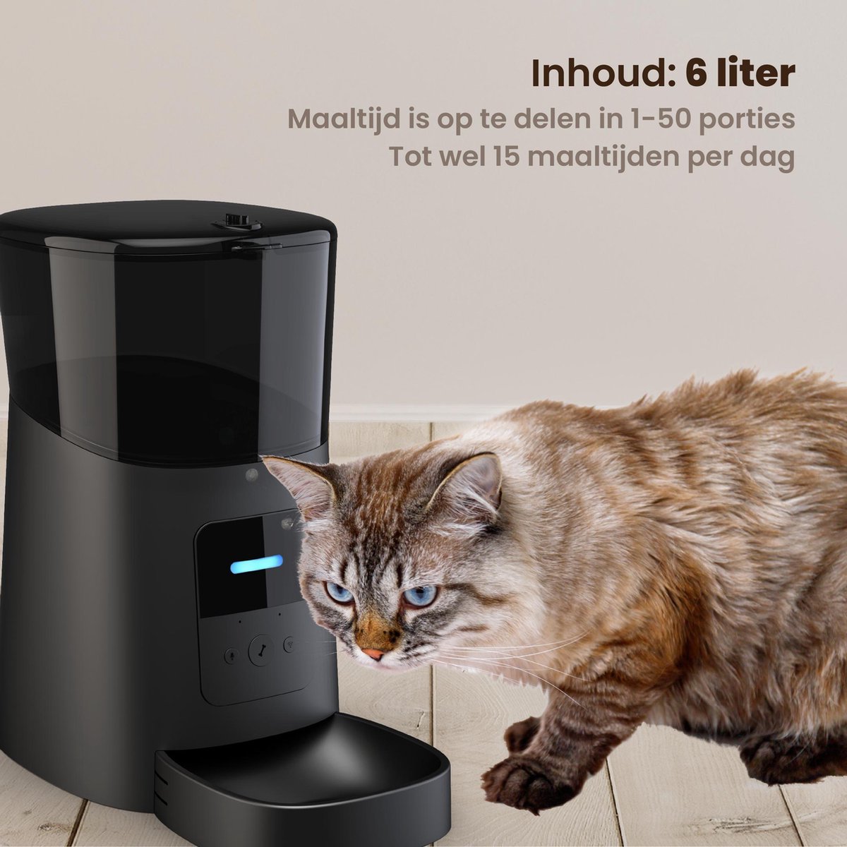 DKProducts Automatische Voerbak 6L Zwart met App Besturing - afbeelding 3
