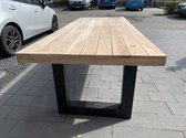 Eiken tuintafel Stretto met onderstel Uno | 4-6 persoons 2.00 x 1.00 | tafelblad 2+2cm dikte | Gratis Serveerplateau Esclusivo t.w.v. € 179,95 | Quattro Design