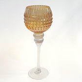 Goldbach - windlicht - glas - oker / oranje - 35cm hoog