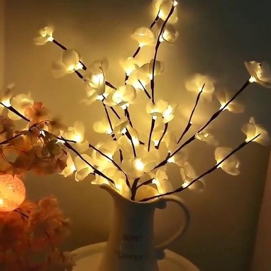 Achterhouden operatie Surrey Kunstbloemen Orchidee kunstplant LED decoratie takken met 20 lampjes warm  wit licht | bol.com