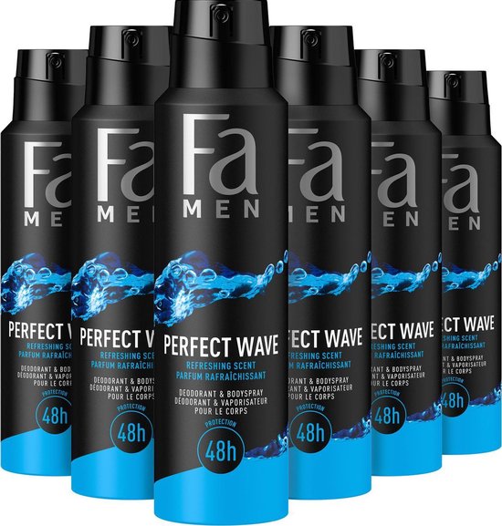 Fa Men Perfect Wave - Deodorant Spray - Voordeelverpakking - 6 x 150 ml
