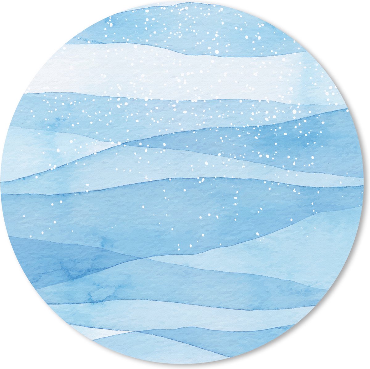 Muismat Waterverf - Waterverfillustratie blauw Muismat rond - 30x30 cm - Muismat met foto