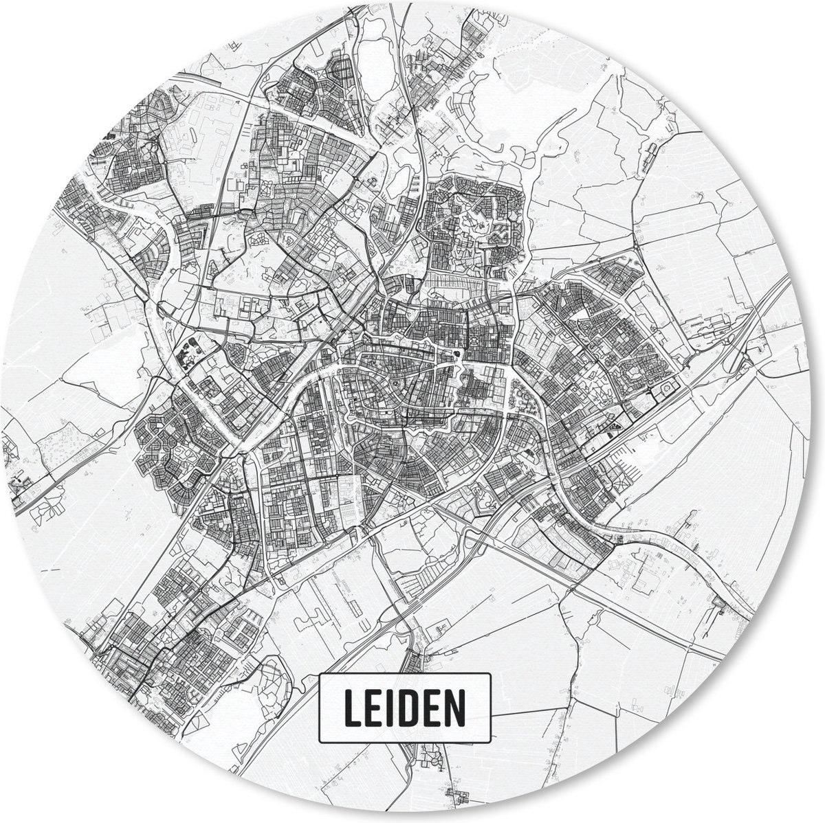 Muismat rond 30x30 cm - Mousepad Stadskaart Leiden - Ronde muismatten