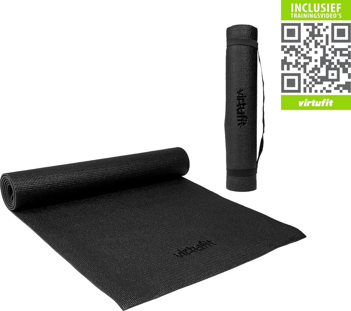 VirtuFit Yogamat - Fitnessmat - Met Draagkoord - 183 x 61 x 0.3 cm - Zwart