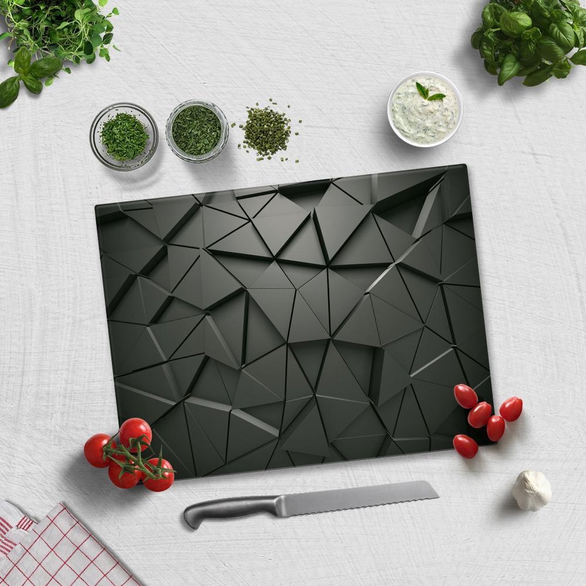 Antraciet Kristallook Tempered Glas Snijplank 30cm × 40cm - Glassnijplank - Glazen