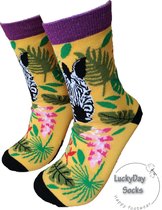 Verjaardag cadeautje  - Safari sokken - Sokken - Leuke sokken - Vrolijke sokken - Luckyday Socks - Sokken met tekst - Aparte Sokken - Socks waar je Happy van wordt - Maat 36-41