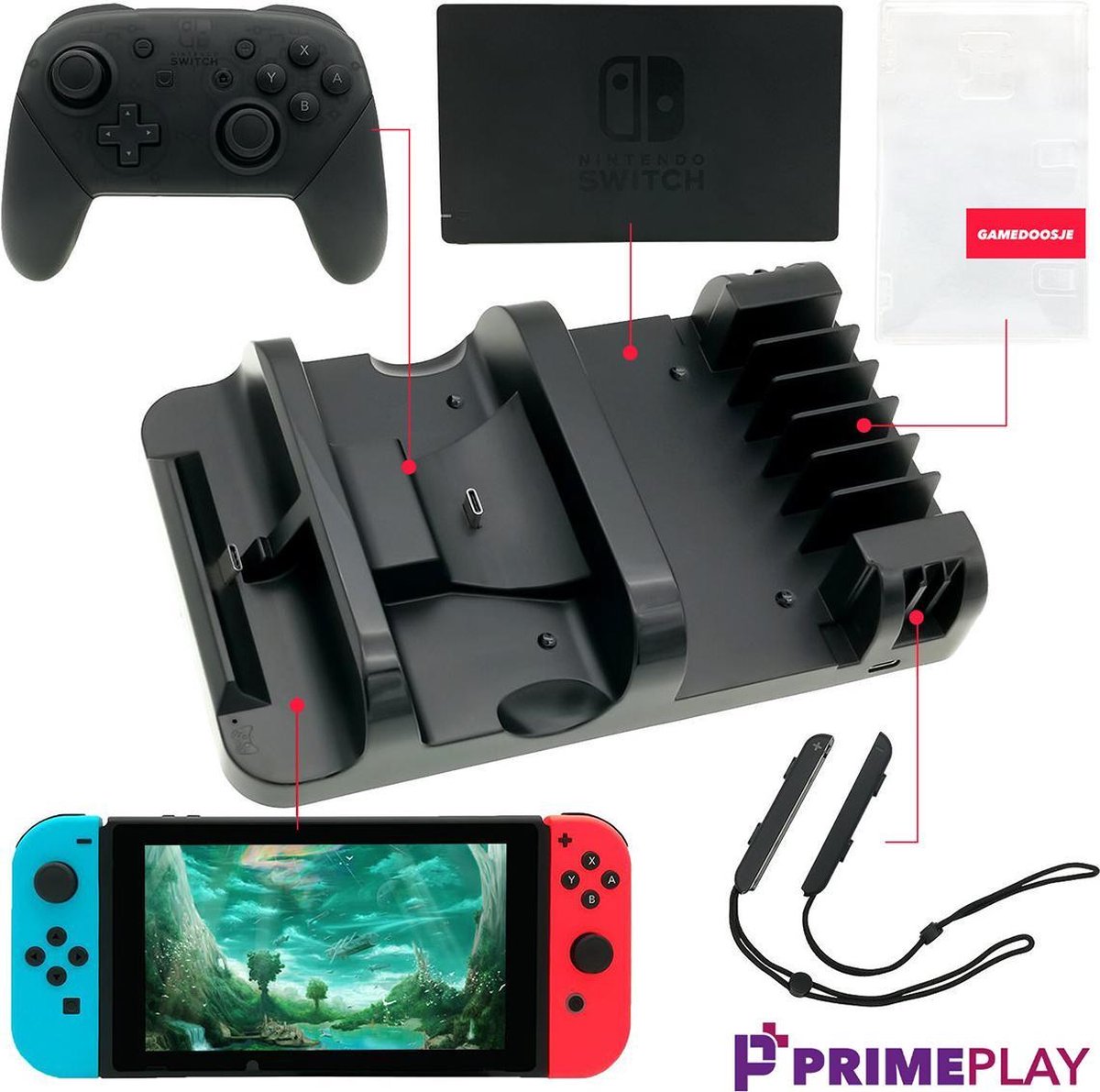 PrimePlay Accessoires pour Nintendo Switch - Station de charge