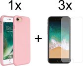 iParadise iPhone 8 hoesje roze - iPhone 8 hoesje siliconen case hoesjes cover hoes - 3x iPhone 8 screenprotector