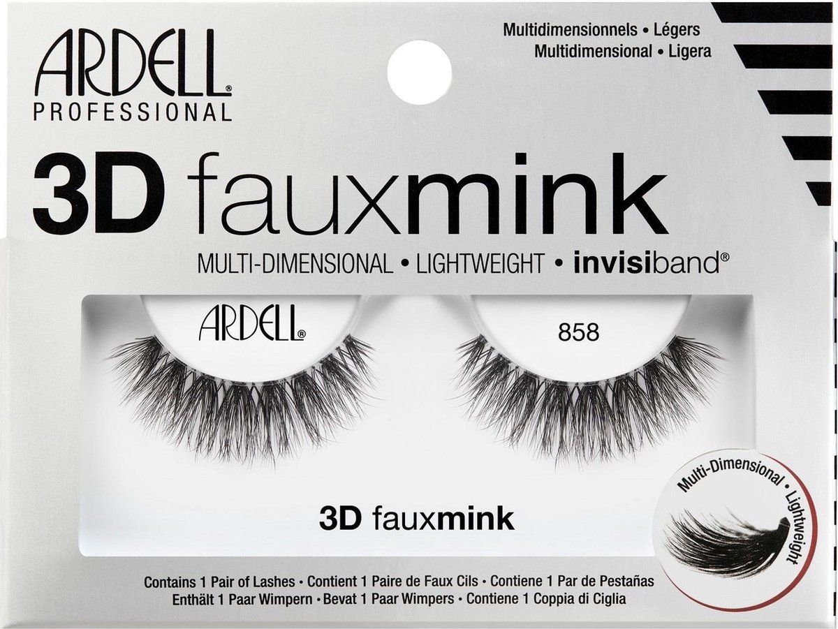 Ardell - 3D Faux Mink 858 - Multilayered Artificial Eyelashes Black