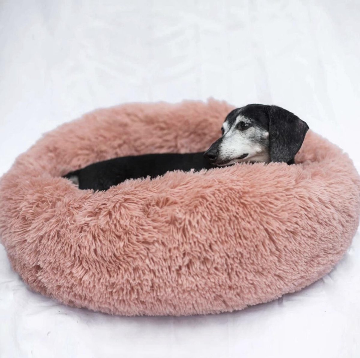 HONDENRELAX KUSSEN - Superzacht fluffy rond kussen 100 cm - Zalmrose