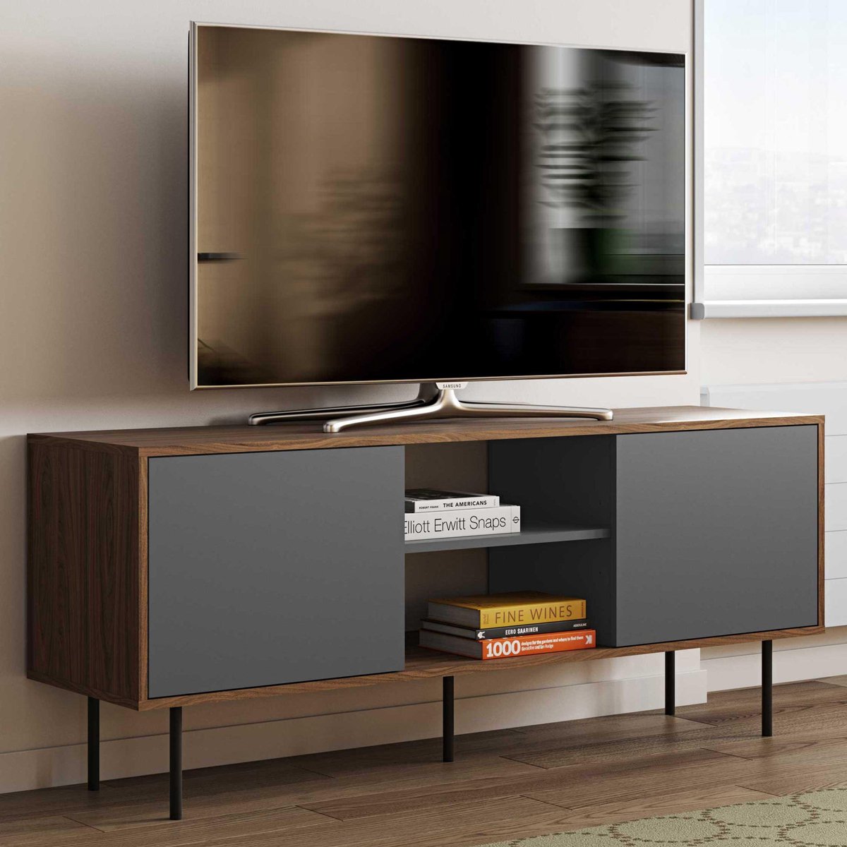 Tv-meubel Vibe | 150,8 X 61,9 X 40 Cm | Walnut Grey